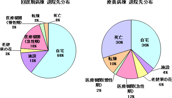 回復期病棟・療養病棟退院先分布グラフ